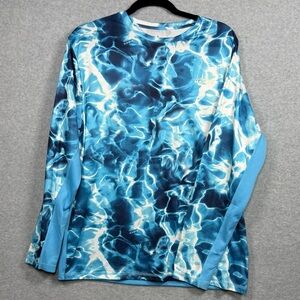 Habit Solar-Factor Long Sleeve Fishing Shirt Blue Water Camo Men’s Medium